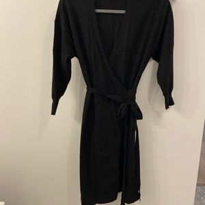 Frank & Oak Black Knit Wrap Dress